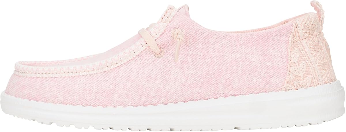 HEYDUDE Women's Wendy Surf Wash Slip On Loafer | Crochet Lace Heel | Elastic Laces, Removable Foam Insole, Lightweight Flexible Outsole, Soft Textile Lining, Crochet Lace Heel, Easy On System