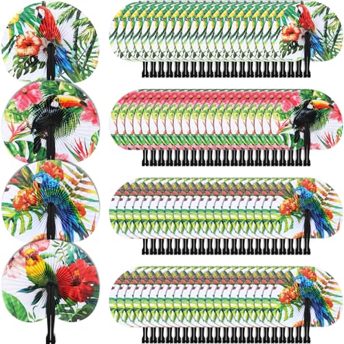 Taiyin 100 Pack Paper Hand Fans Decorative Folding Handheld Fans Party Supplies for Summer Holiday Wedding Birthday Baby Shower Party Decor Travel Camping Employee Gift DIY Crafts