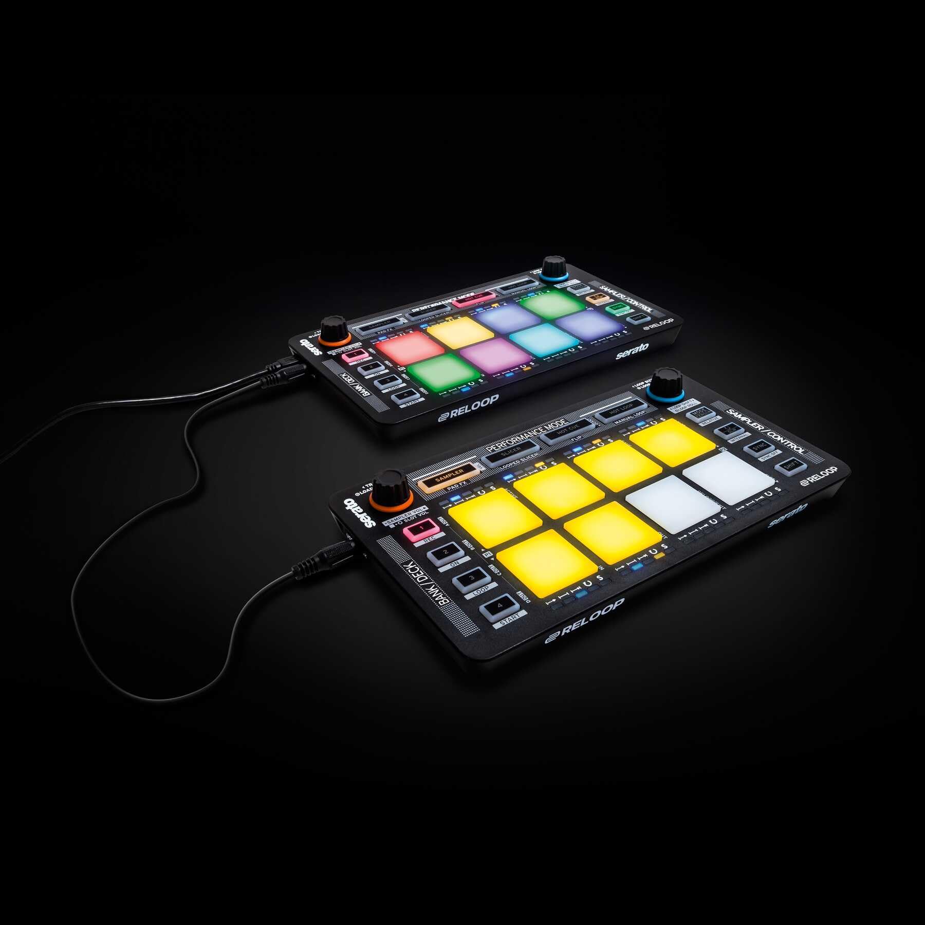 Reloop Neon - Contrôleur DJ USB supplémentaire avec pads de batterie de performance RVB sensibles à la vitesse, plug and play avec Serato DJ, (noir)