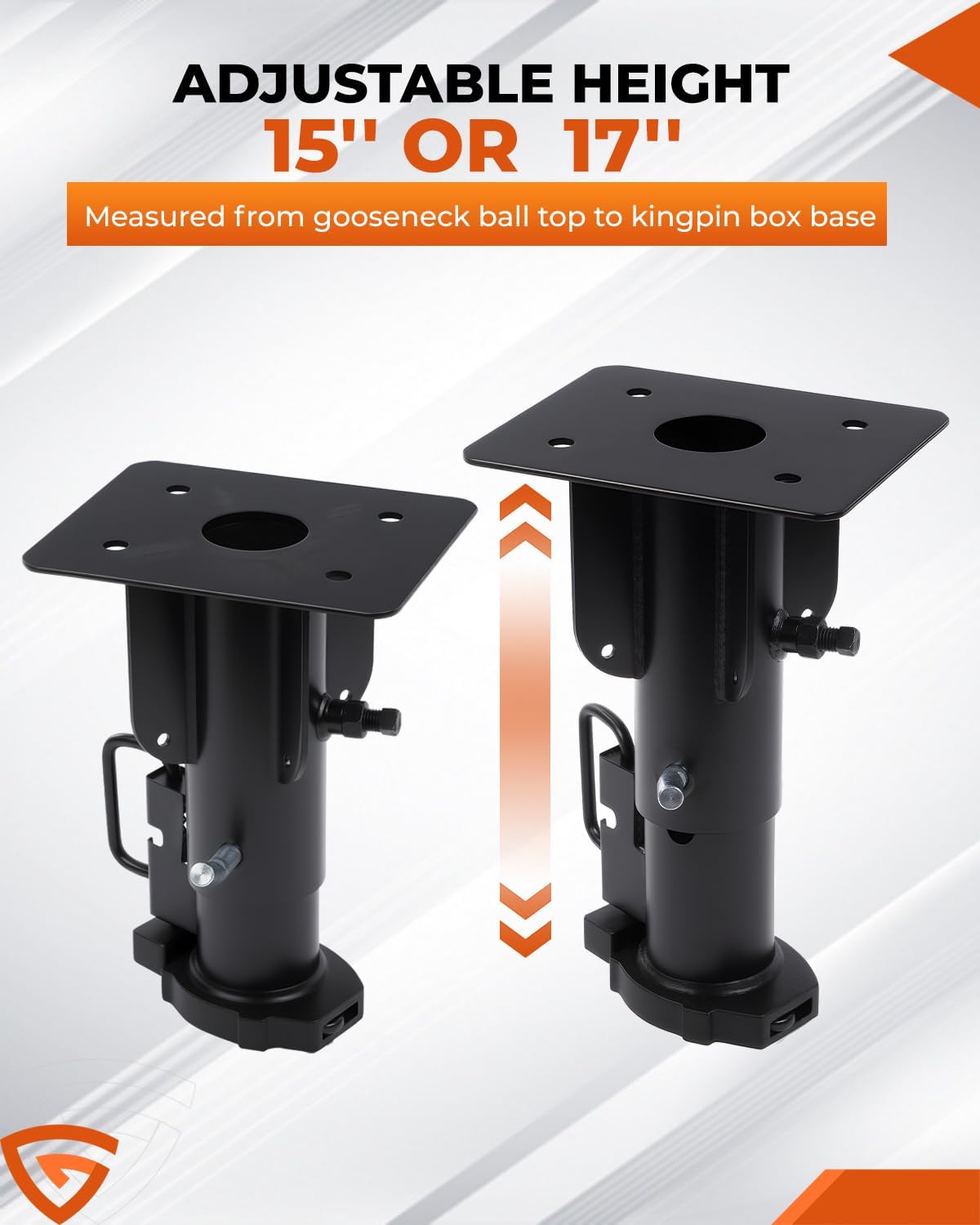 5th Wheel to Gooseneck Adapter, Adjustable 15'' 17" Hitch Converter with 2-5/16" Ball, Heavy-Duty Steel,Towing Adapter Safety Adapters Fits RV Trailer Truck Bed