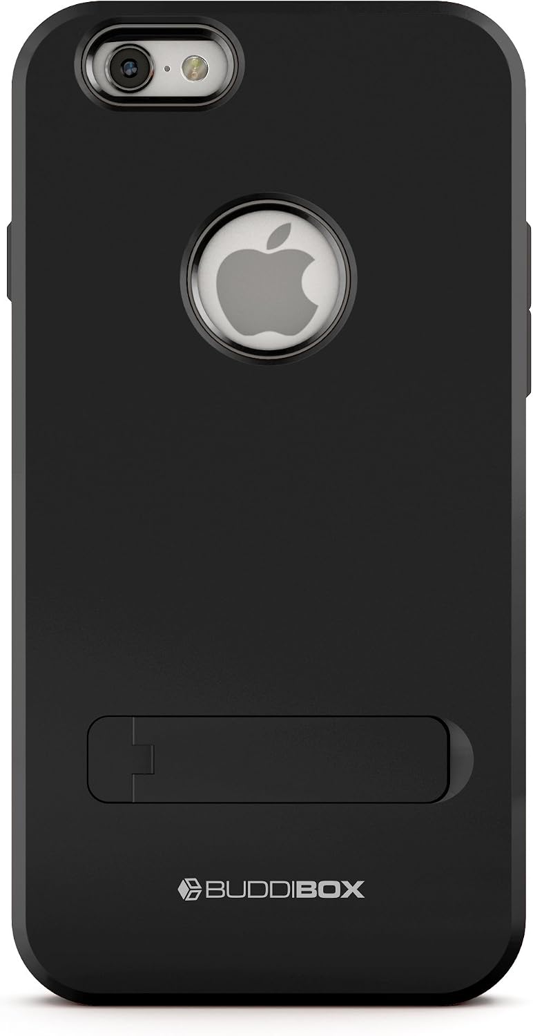 iPhone 6s Case, BUDDIBOX [Shield] Slim Dual Layer Protective Case with Kickstand for Apple iPhone 6 and 6s, (Black)