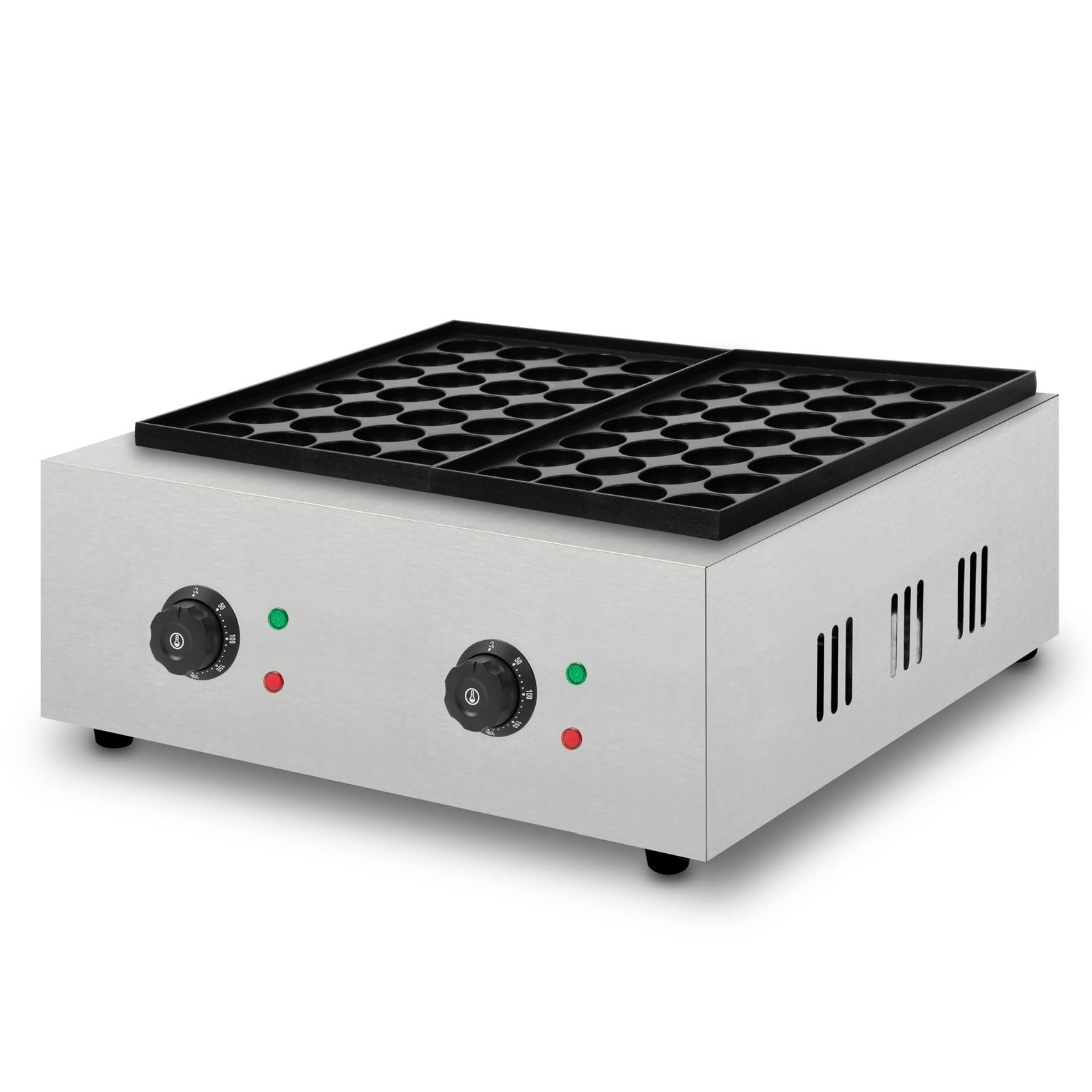 Vertes Takoyaki Maker 4000W Grill Acciaio Inox 2x300°C Piastra Ghisa Antiaderente 56 Cavità
