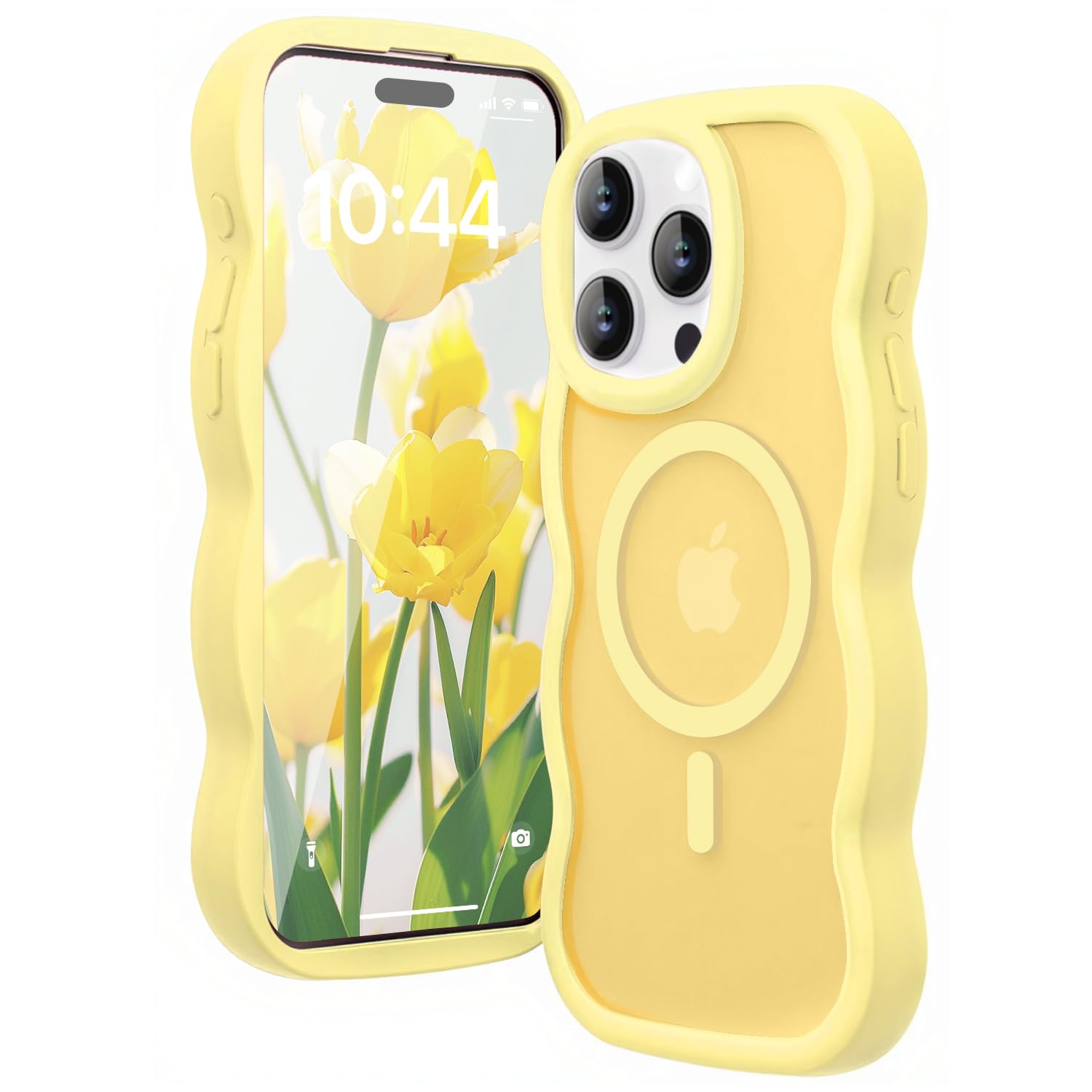 for iPhone 12 Pro Max Case for Magsafe Wavy Frame Cute, Yellow for iPhone 12 Pro Max butter yellow