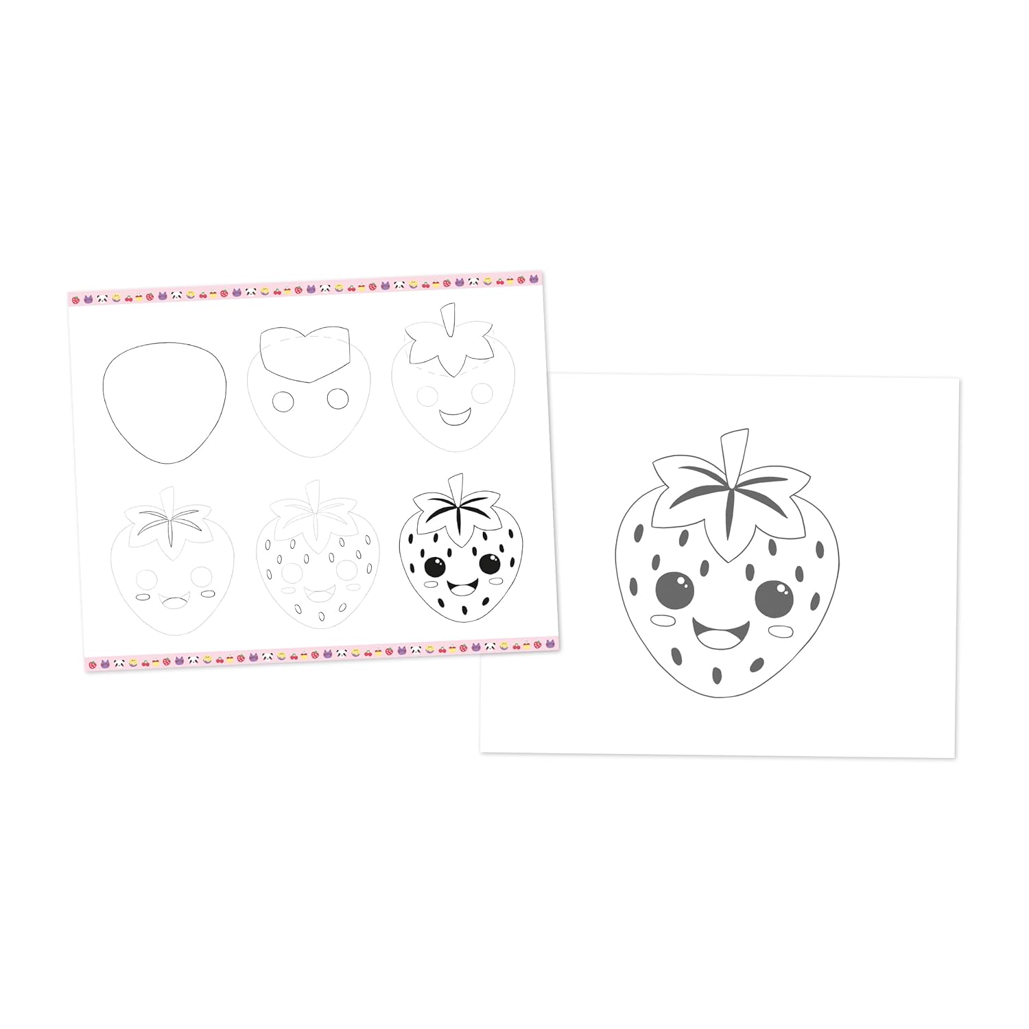 Janod - Step by Step Drawing - Learn to Draw - 20 Kawaii Models - Drawing Kit for Children - Learning Drawing and Concentration - From 6 years old - J09156