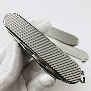 1 Pair Titanium Alloy Handle Scales Handles Patch DIY Tool Replacement Grips Fit for 91mm Victorinox Swiss Army knife (B)