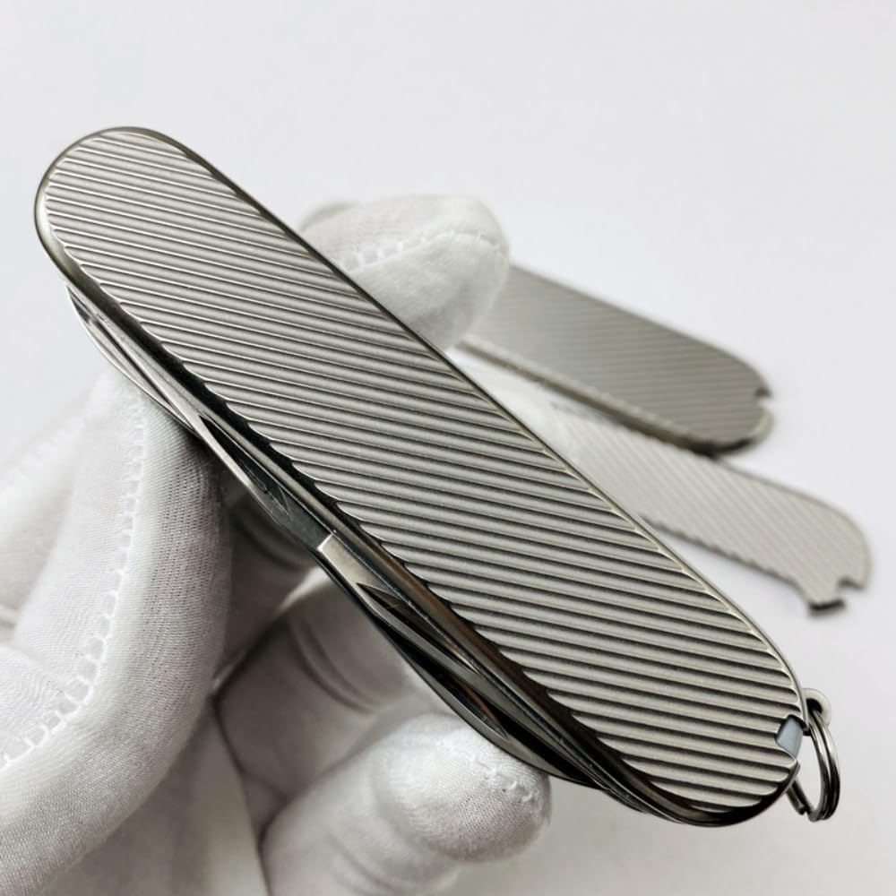 1 paio di manici in lega di titanio per impugnature per utensili fai da te impugnature di ricambio adatte per coltelli dell'esercito svizzero Victorinox da 91 mm (B)