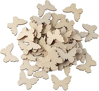 100Pcs Unfinished Wooden Butterfly Shape Cutouts,Mini Butterfly Shapes Blank Wood Scrapbooking Embellishments for DIY Crafts,Christmas Home Party Tree Decoration