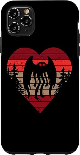 Funda para iPhone 11 Pro Max Vintage Mothman Heart Día de San Valentín Mothman Cryptid Believe