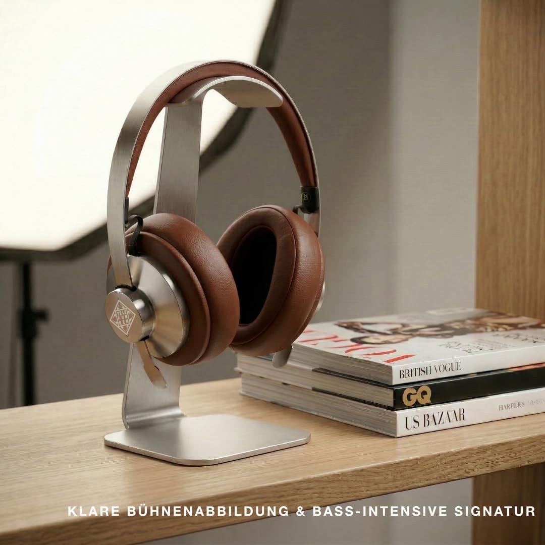 TELEFUNKEN ARCO Classic Edelstahl-Bluetooth-Kopfhörer – Ikonische Ganzmetall-Silhouette mit Luxus-Haptik – Beständiges Design-Statement & klare Bühnenabbildung (Braun)