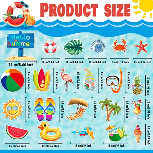 Summer Beach Magnetic Refrigerator Decoration Car Magnets 22 Pcs, Decorative Tropical Hawaiian Luau Door Stickers Fridge Protector Car Decals, Palm Tree Pool Mailbox Cruise Door Decors (Beach) #TOP1