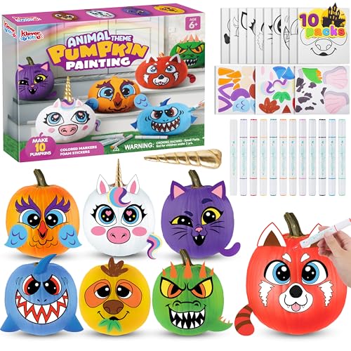 Klever Kits Halloween Pumpkin Decorating Kit with 10 Animal Designs,