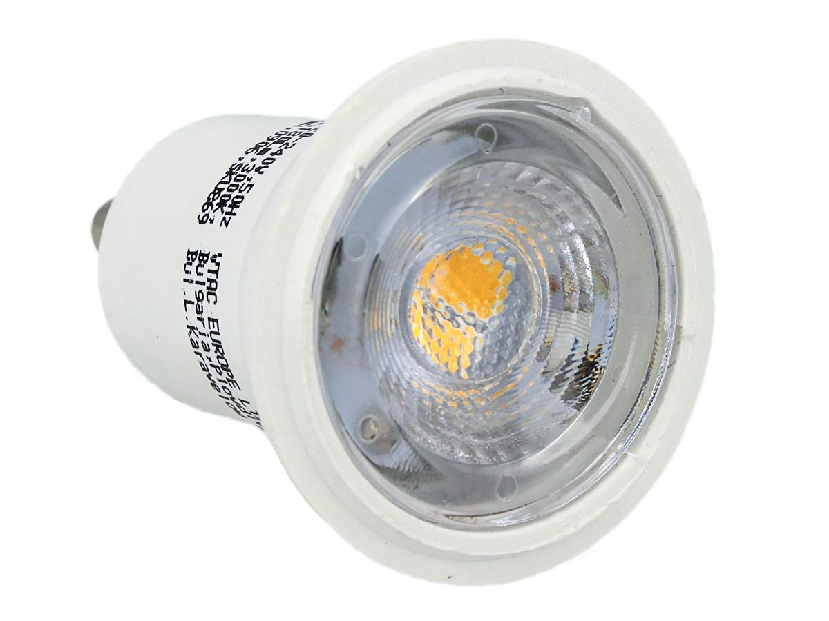 MiniSun 4 Lampadine LED GU10 5W (Equivalente 50W) – Luce Bianco Freddo 6500K, 450 Lumen, Non Dimmerabili, Durata 20.000 Ore, Vetro Satinato