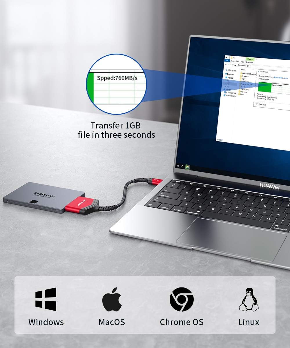 Gеt Chеар Prісе SATA to USB A Cable, JSAUX USB A 3.0 to 2.5” SATA III Hard Drive Adapter Aluminum Shell Nylon Cord External Converter for SSD/HDD Data Transfer-Red