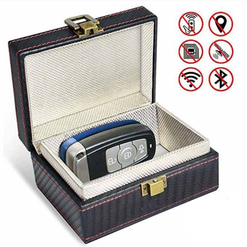 Faraday Box Portachiavi Auto Antifurto - Custodia Schermante RFID Per Segnale Chiave Elettronica - Carbon Look
