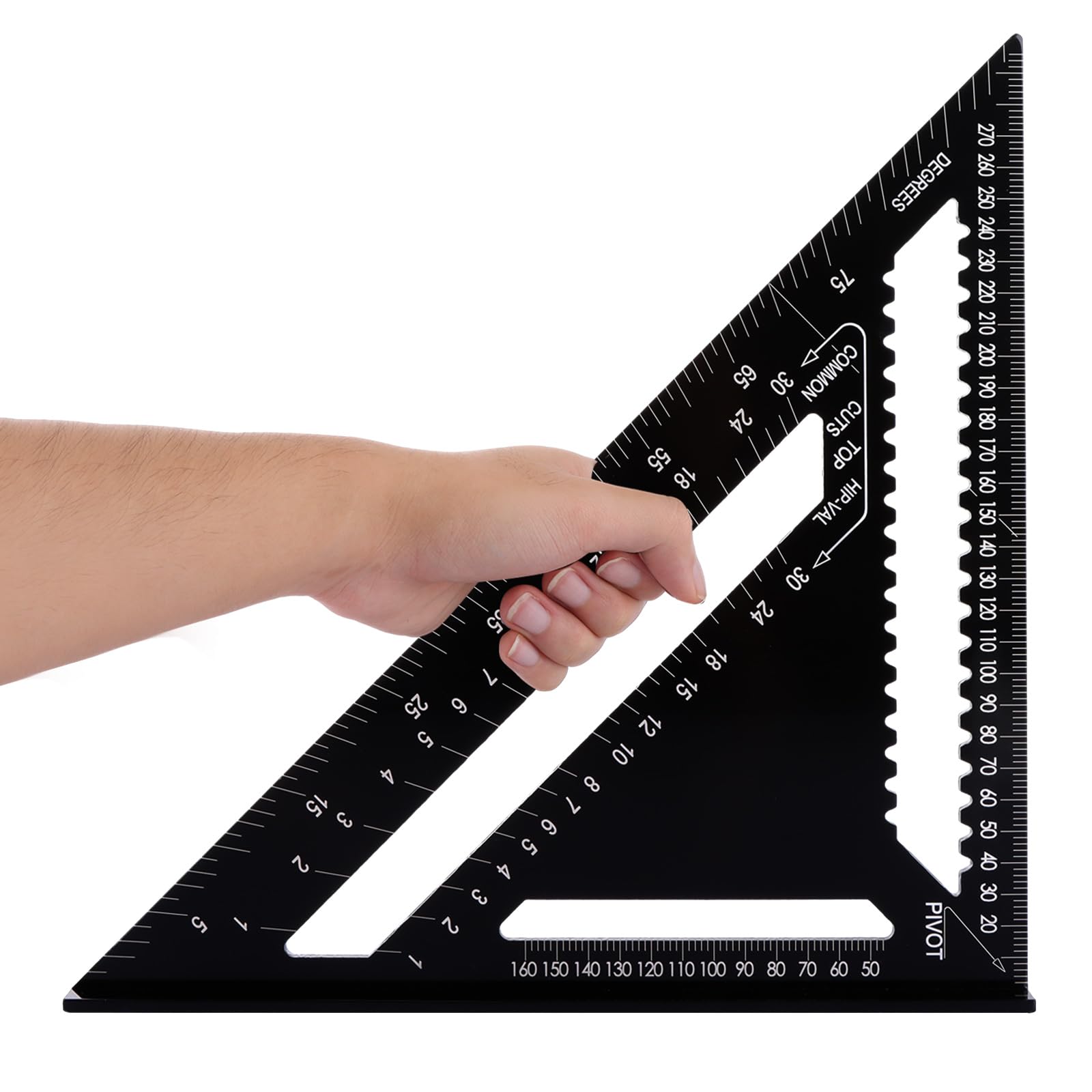 ASelected Aluminum Alloy Rafter Square - Metric 12 Inch Speed Square for Roofing & Woodworking, Angle Measuring & Marking