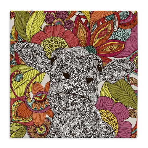 Stupell Industries Farm Cow Fractals Floral, 24 x 24 Inch Canvas Wall Art