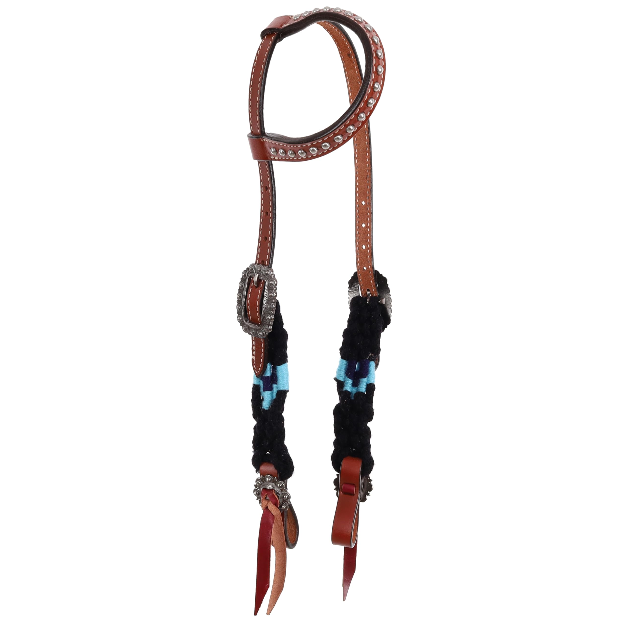 Showman Black & Blue Mohair Single Ear Headstall & Breast Collar Set