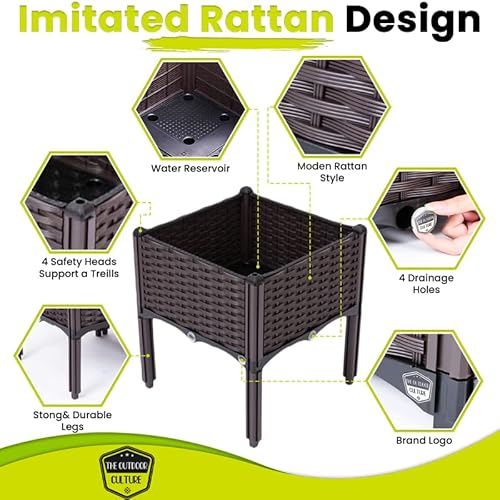 The Outdoor Culture Raised Garden Beds | Vegetable Raised Plant Kit | Elevated Garden Bed With Legs | Self Watering Planter Box Ideal For Outdoor Gardening | Grow Flowers, Herbs & Vegetables With Ease #TOP2