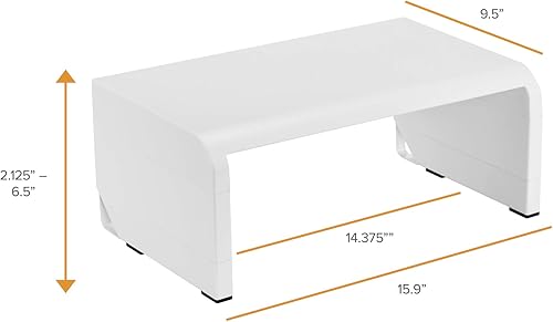 Miniatura 7 de Bostitch Office Konnect - Elevador ajustable para monitor, 4 ajustes de altura, gestión de cables integrada, patas de goma, color blanco