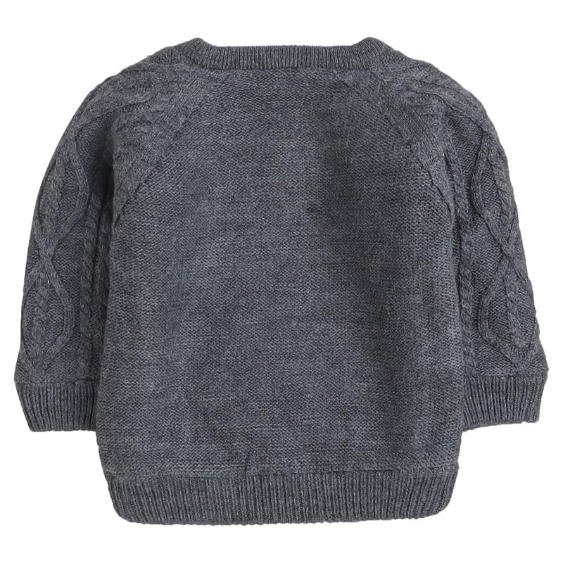 Yellow Apple Kids Woolen Warm Sweater Full Sleeve with Round Neck for Boys Grey 2