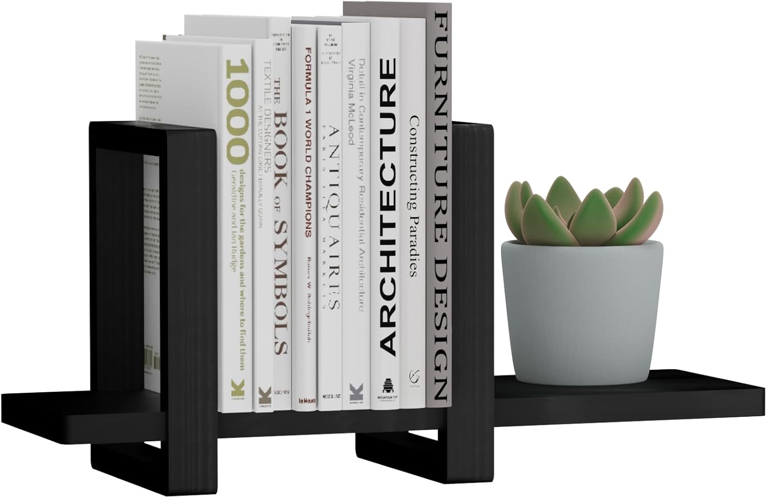 100% Solid Wood Adjustable Desktop Bookshelf, Retro Tabletop Bookshelf, Desk holder Shelf for Living Room, Home, Office, Perfect for Magazine, Books, Cookbooks, No Tools Required to Assemble (Black)