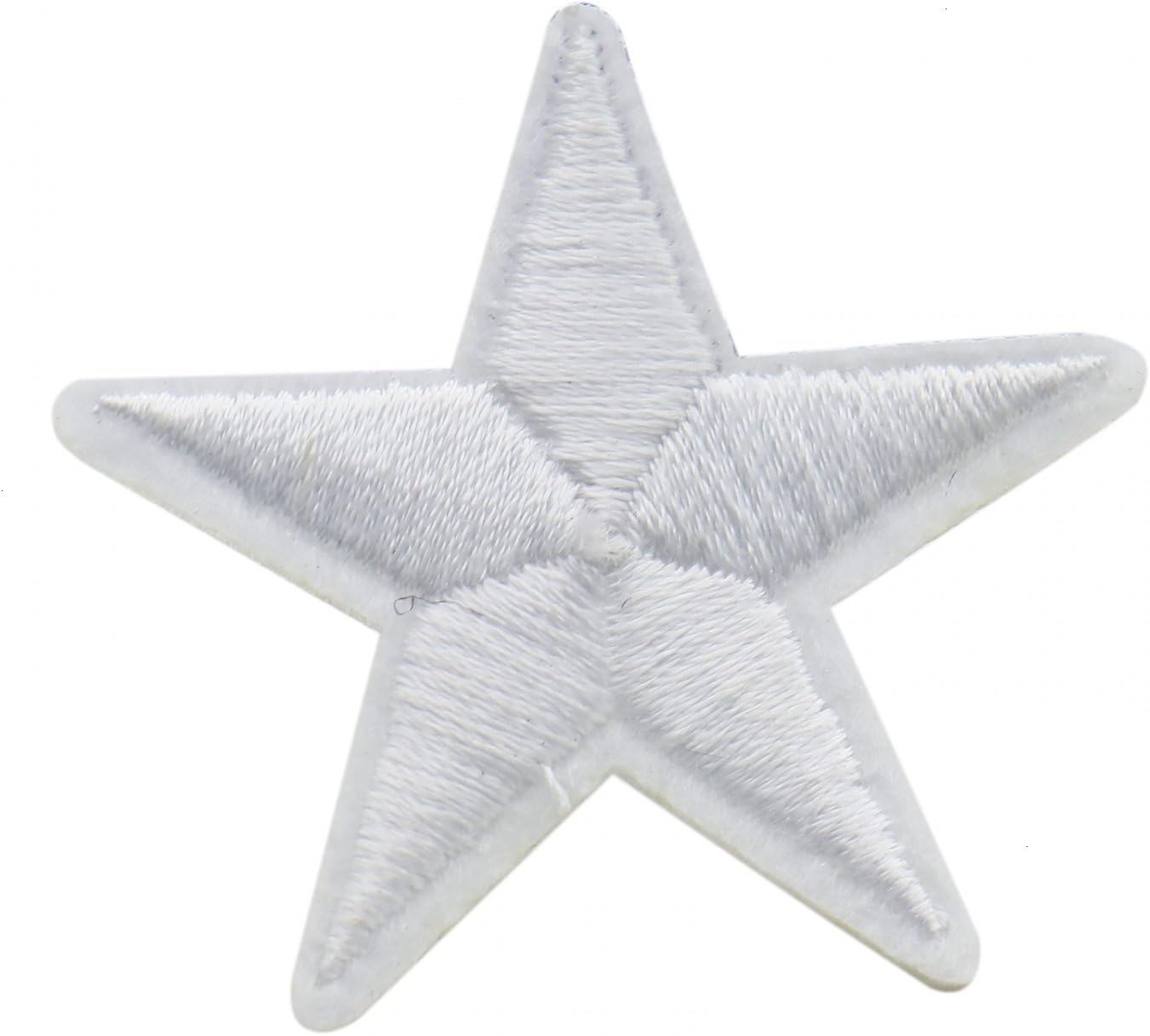 Pomeat 24 Pack White Star Iron on Embroidered Applique Patch