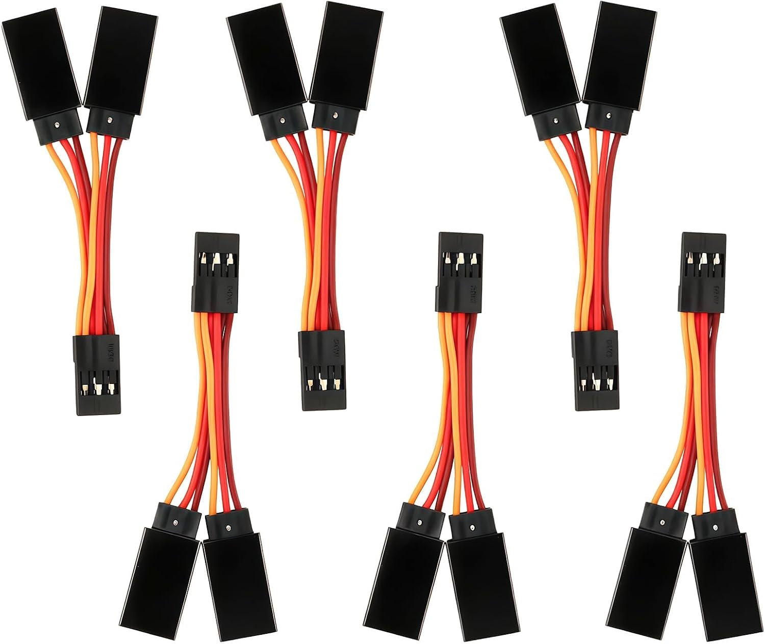 6 Pcs Servo Connectors JR Futaba Style 1 to 2 Y Harness Leads Wire Splitter Servo Reverser Cable for RC Models Airplane 7CM
