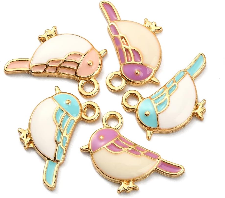 KitBeads 30pcs Mixed Colors Enamel Bird Charms for Jewelry Making - Image 7