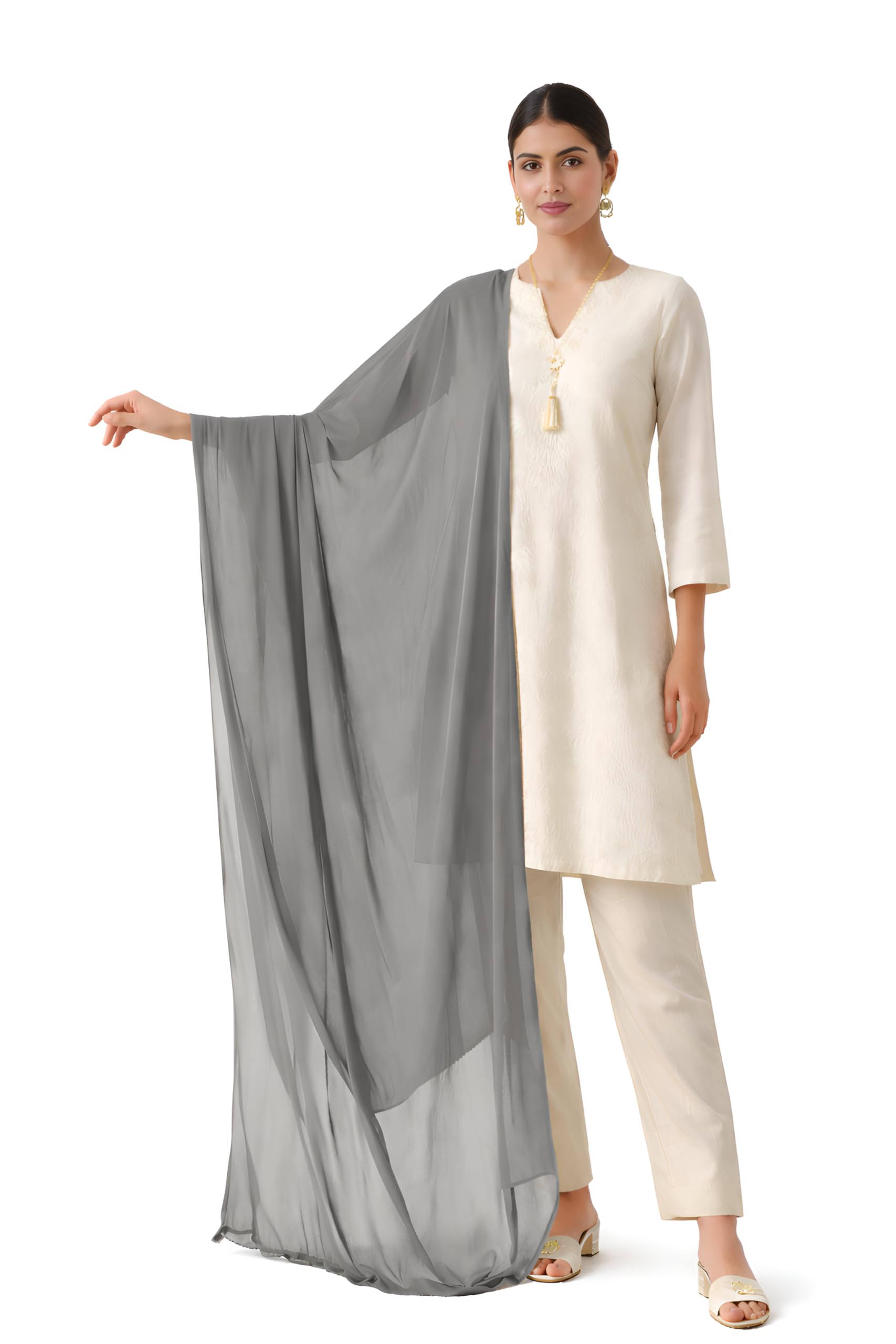 MYRAH Chiffon Solid Casual Daily Use Dupatta For Women's & Girls Length - 2.50 Meter_-picture-14