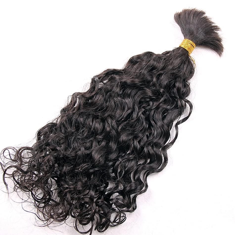 Bulk Human Hair for Braiding Water Wave Unprocessed Brazilian No Weft Hair Extension for Micro Braids 100g 1Piece(10Inch 3Bundle, Natural color)