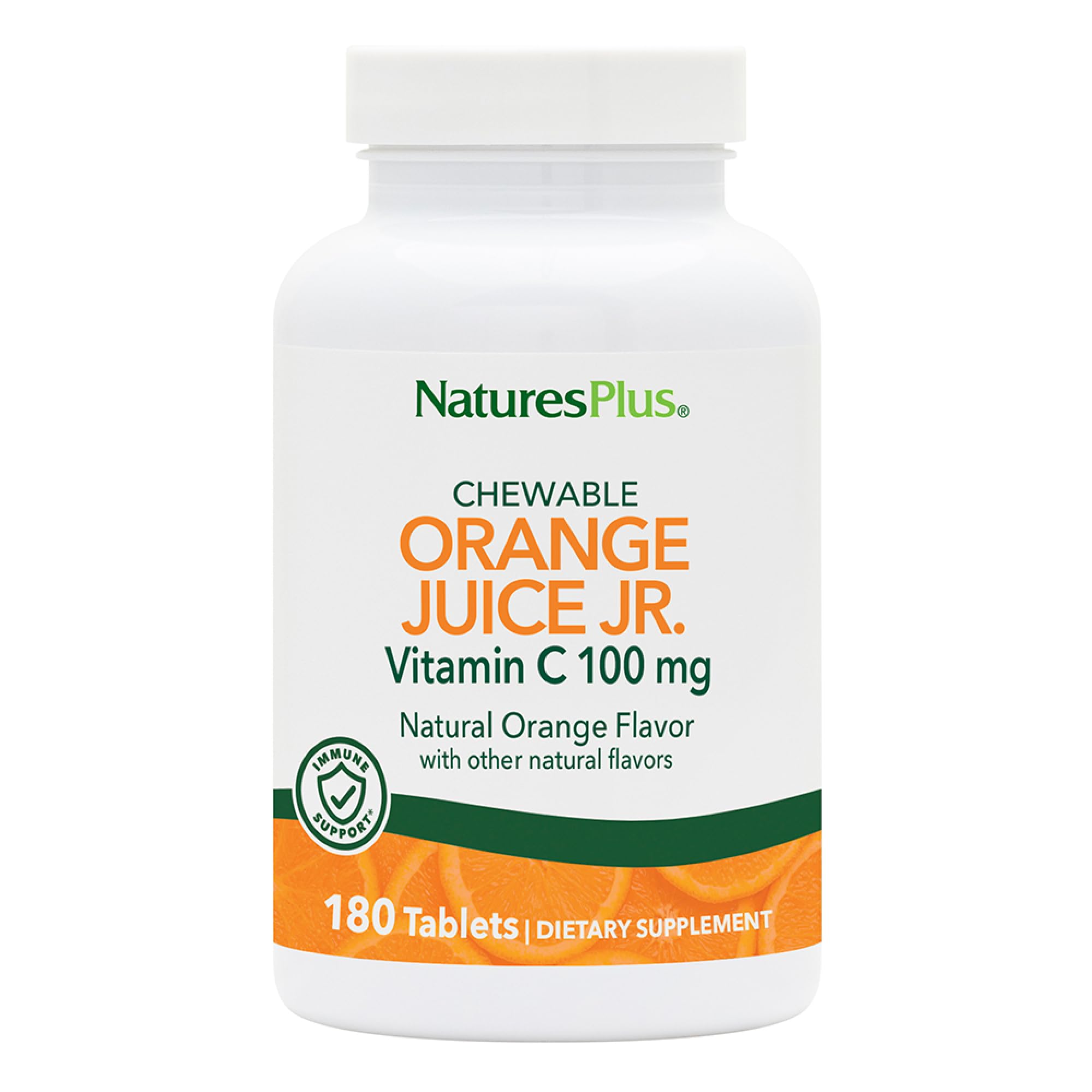 Orange Juice Jr. - 180 Chewable Tablets - 100 mg Vitamin C - Immune System Support - Gentle on The Stomach - Vegan, Gluten Free - 180 Servings