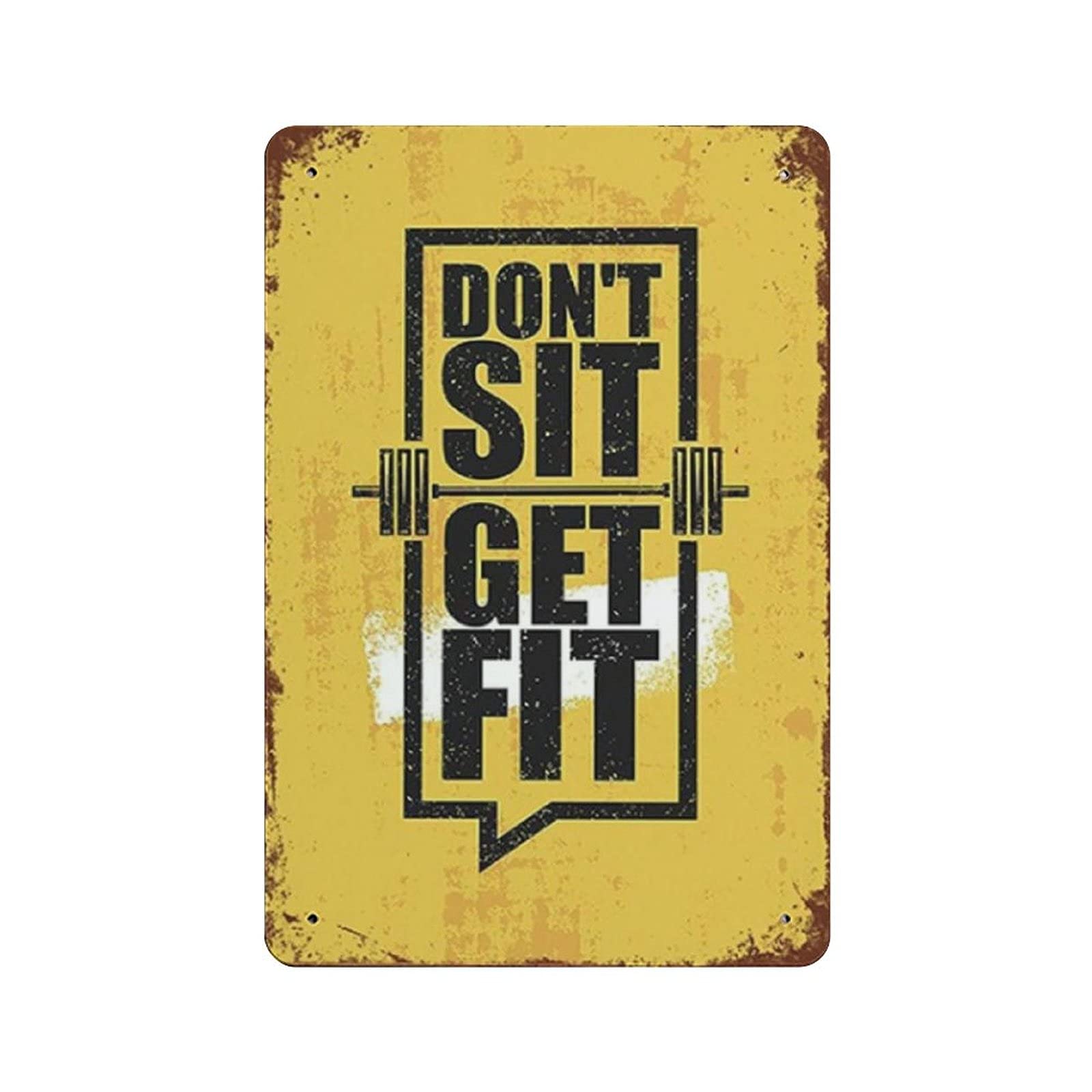 Metal Tin Sign Gym Don't Sit Get Fit Vintage Tin Poster Metal Sign Wall Decoration Country Kitchen Home Garage Decor 12"x8"
