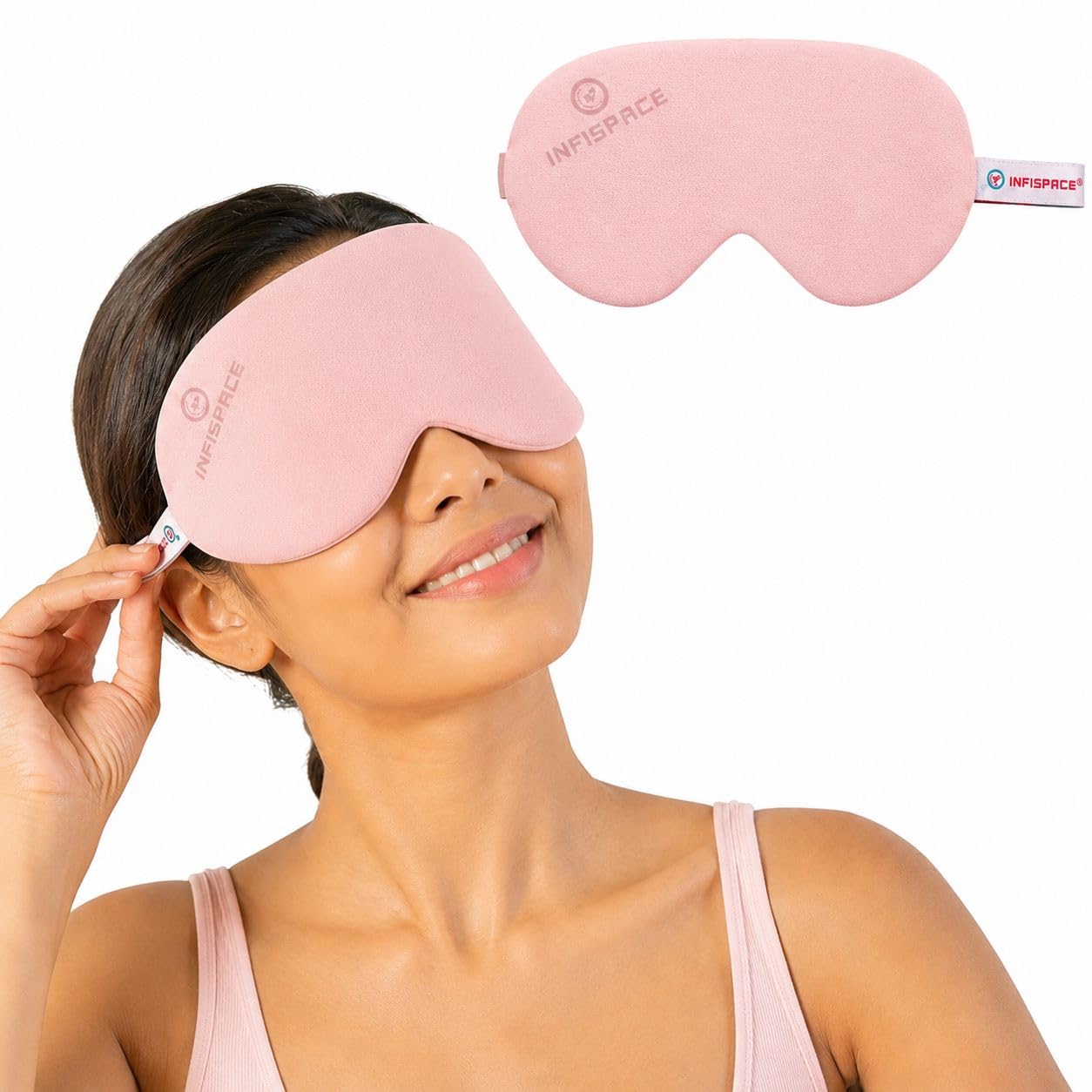 Infispace Sleep Eye Mask | Soft, Adjustable & Light Blocking | Pink | Ultra-soft sleep eye mask with adjustable strap. Blocks light effectively for comfortable sleep, travel & relaxation-image-7