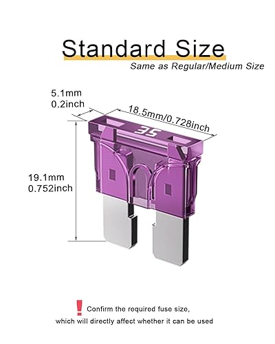 Miniatura 3 de Riseuvo 20 fusibles estándar de 35 A para automóvil, fusibles automotrices de 35 amperios (ATOAPRATS), fusible de hoja de 32 V (1224 V) para