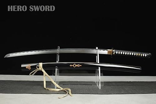 Miniatura 3 de HERO SWORD Handmde Kill Bill Sword Hattori Hanzo Katana Full Tang Sharp 1060 Cuchillos japoneses de acero de alto carbono, arma real para práctica,