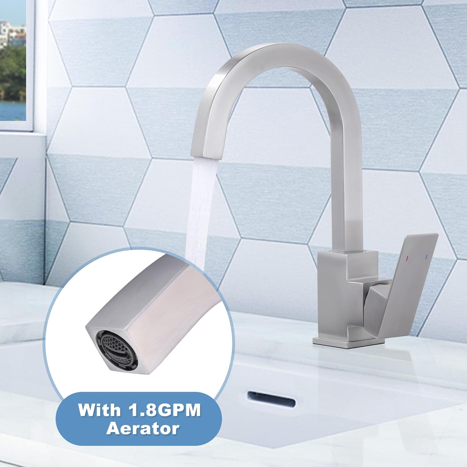 Aleasha Brass Made Pot Filler Chrome + Stainless Steel Bar Sink Faucet Single Hole