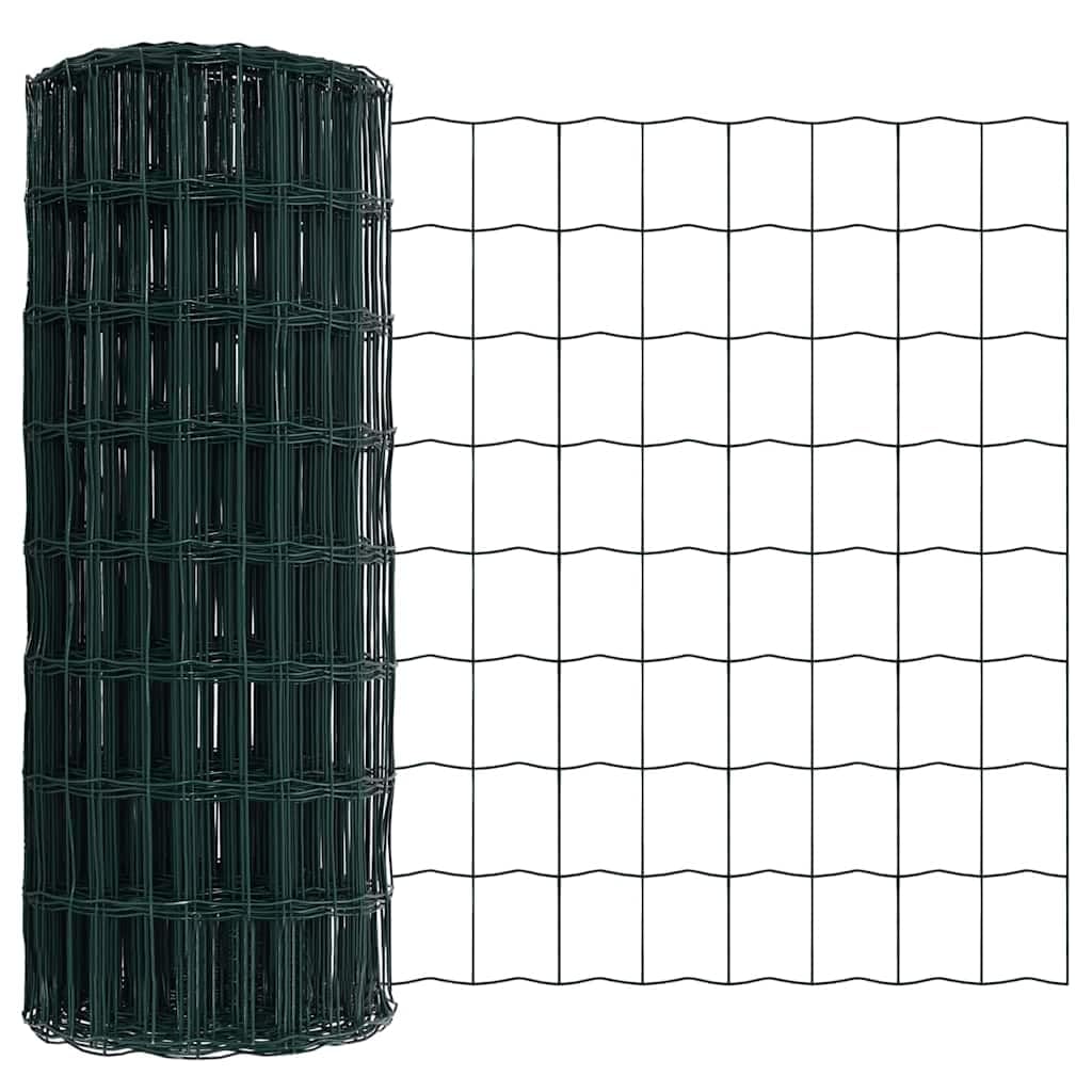 Ogrodzenie euro, zielone 0,6 x 25 m, żelazo powlekane PCW, odporne na warunki atmosferyczne, do użytku na zewnątrz, trwałe ograniczenie działki, łatwe w pielęgnacji panele ogrodzeniowe