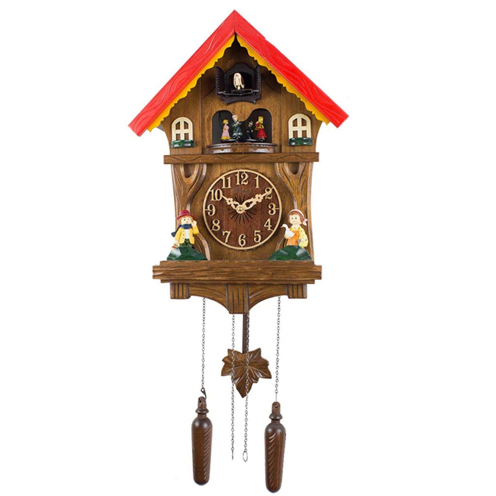 Amazon.co.jp: 音楽と回転する踊る人形が付いている純木の鳩時計、3D