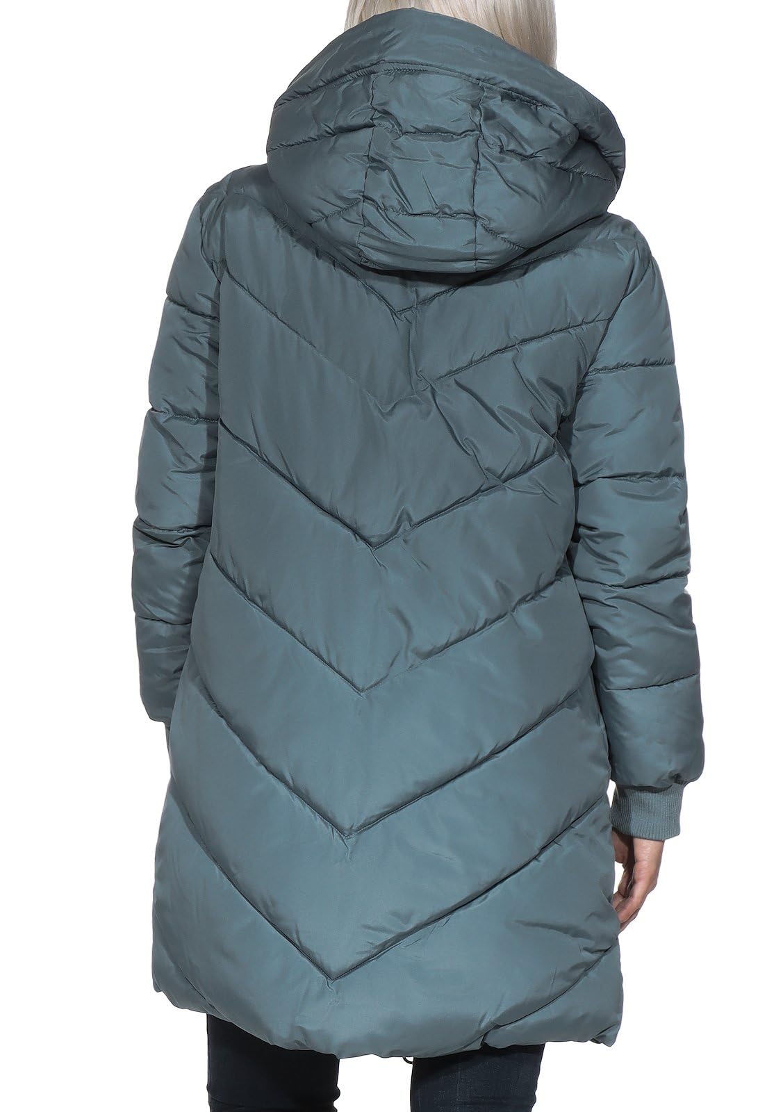 JACQUELINE de YONG JDY Damen Steppjacke JDYSkylar Padded gesteppter Parka mit Kapuze 15207784 Stormy Weather/Black L