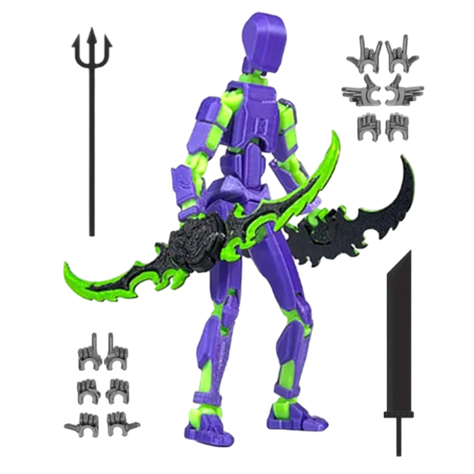 Vjeybv 13 Action Figure Set, Printed 13 Actions Figure Multi-Jointed Movable Robot Figures Lucky with 4 Weapons & 6 Hands Sets, for Home Desktop Decoration, Kids' Action Figures