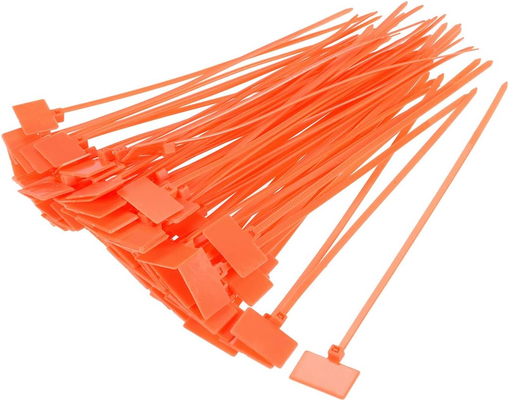 uxcell Cable Zip Ties 6 Inch Label Tag Mark Self-Locking Nylon Wire Strap Orange 80pcs