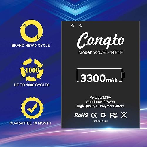 Miniatura 6 de SHENMZ 3300 mAh Batería LG V20, (nueva versión 2024) Conqto nueva actualización de 0 ciclos duradera batería extendida repuesto para LG V20 BL-44E1F