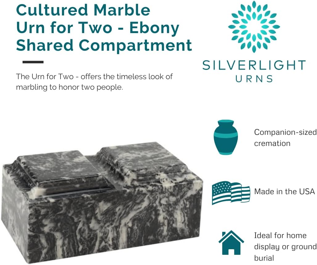 Custom Engraved Ebony Urn for Two - Shared Compartment