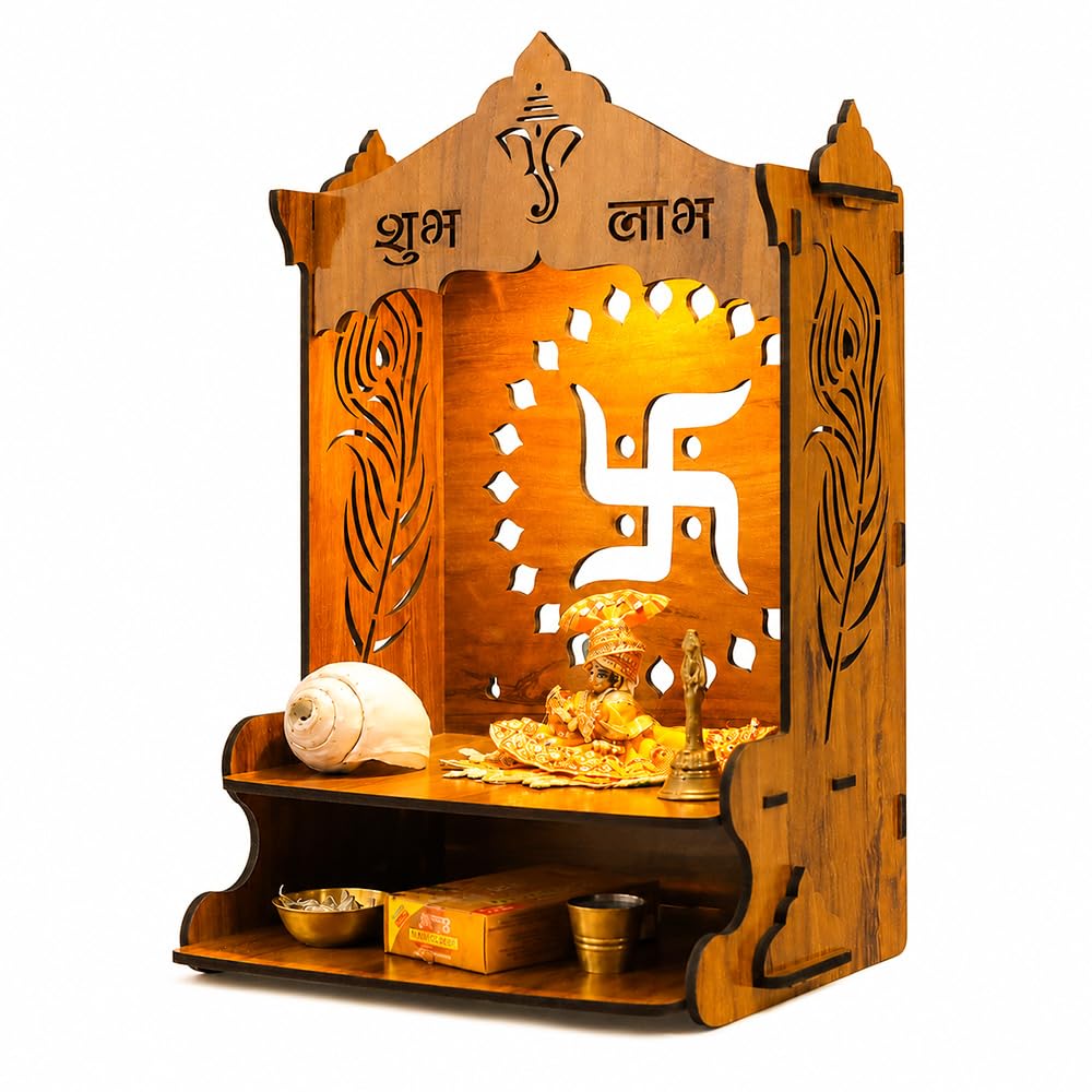 Sehaz Artworks Puja Mandir for Home Wall Mounted | Wooden Temple | Pooja Stand | Pooja Mandir for Home Big Size-image-23