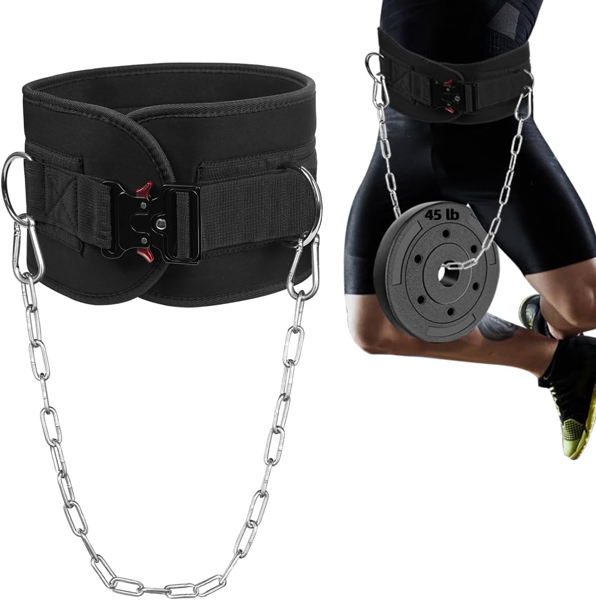 Dip Belt for Weight Lifting & Pull ups - Weighted Belt with 36" Robust Steel Chain, 350lbs Capacity, Workout Belt for Powerlifting, Squats & Dips