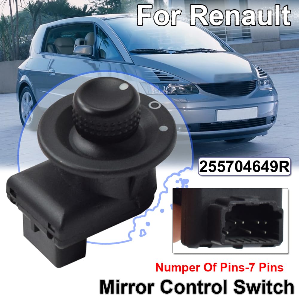 255704649R 8200214919 Bouton d'interrupteur de rétroviseur latéral électrique pour Renault Ka-ngoo Clio M-aster Modus Duster 2009-2016 7700429992 (Noir)