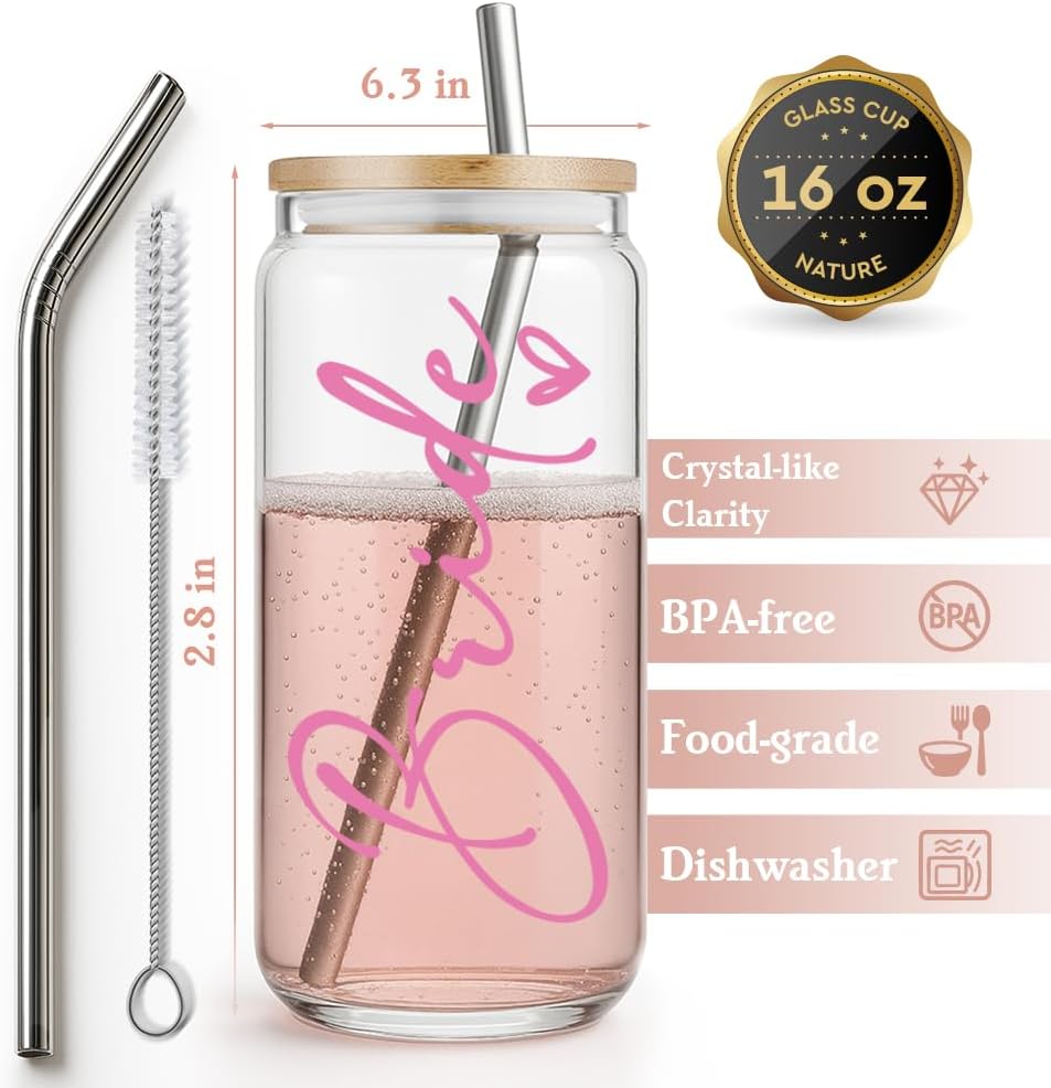 Pink Bride to be Gifts Glasses Tumbler for Women,Friends,Sister,Fiance,Wifey,Her,Bride Cup for Engagemengt,Wedding,Bachelorette Party Gifts,Bridal Shower Gift Glasses Cups with Lids and Straws-31 - Image 2