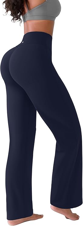 BRXL Womens High Waist Tummy Control Straight Leg Workout Leggings Wide Leg Yoga Pants Fold Over Gym Leggings w Pocket