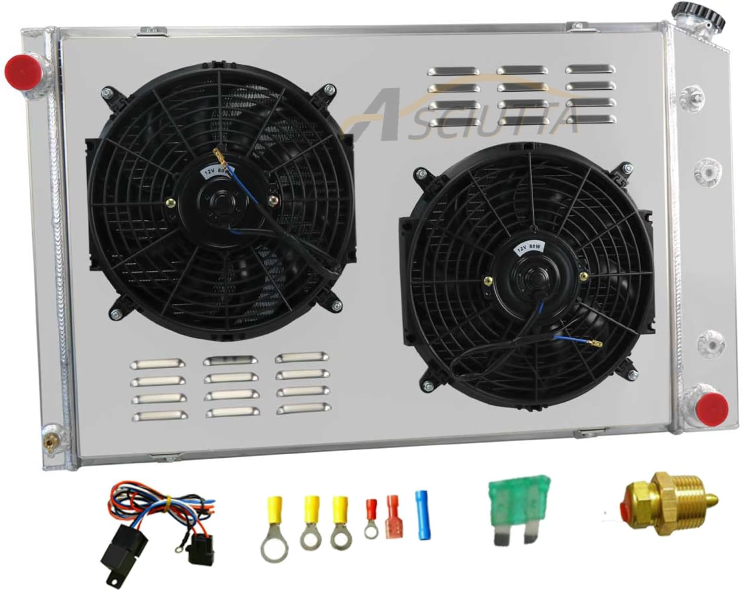 716 Aluminum Radiator Shroudfor 1973-1991 Chevy cheyenne Blazer C10 C20 K10/K20/K30 GMC Jimmy C1500/2500/3500 Pickup Truck Radiator s 3 Row Core Radiador Shroud Fan Relay Kits