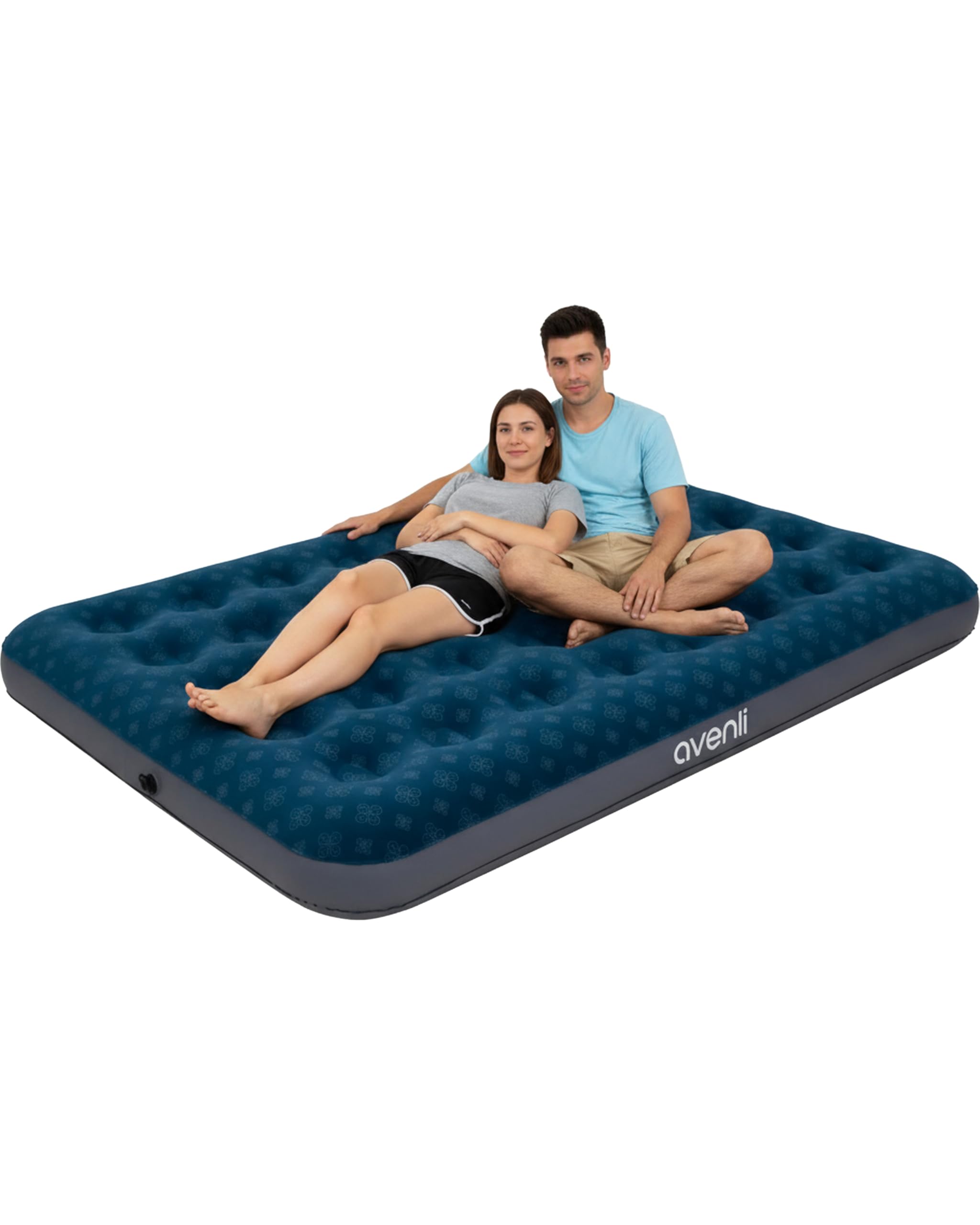 Avenli Air Mattress Double | Inflatable Mattress for 2 Adults | Blow Up Floor Bed with CloudCoil Support, Camping Mattress | Portable Air Bed for Guest | 191x137x22 cm, 300kg Capacity